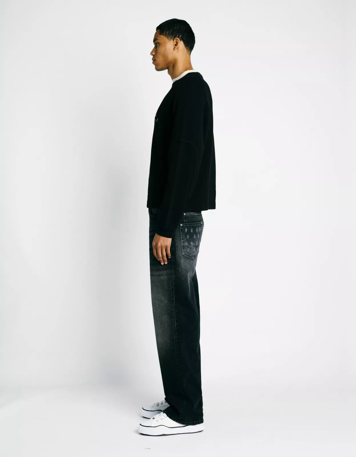 Waffle Longsleeve - Black/Cream