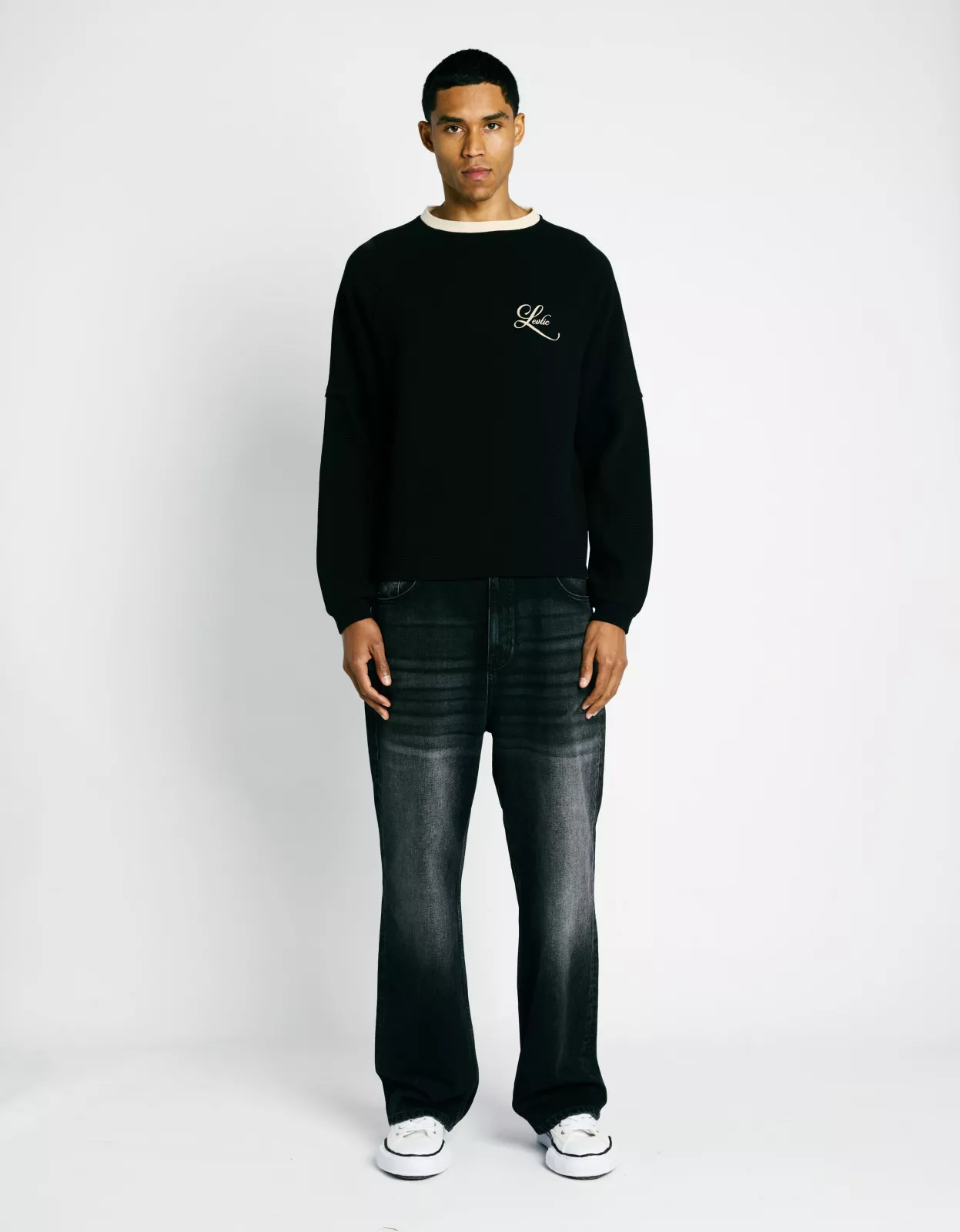 Waffle Longsleeve - Black/Cream