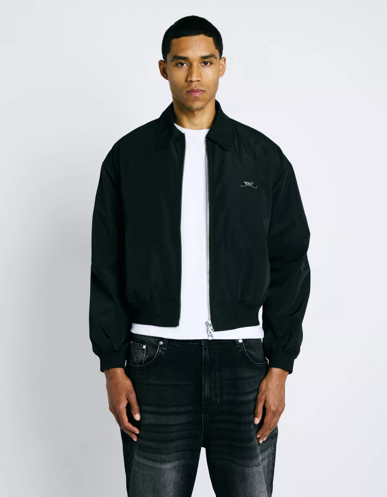 Initial Pin Bomber Jacket - Black