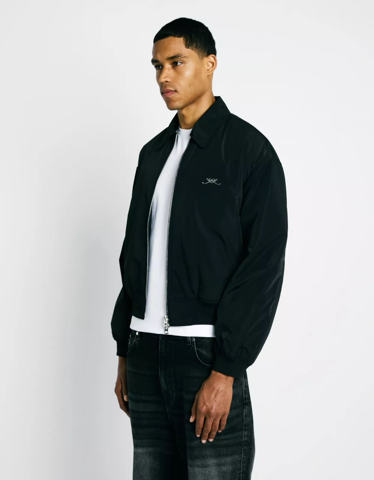 Initial Pin Bomber Jacket - Black
