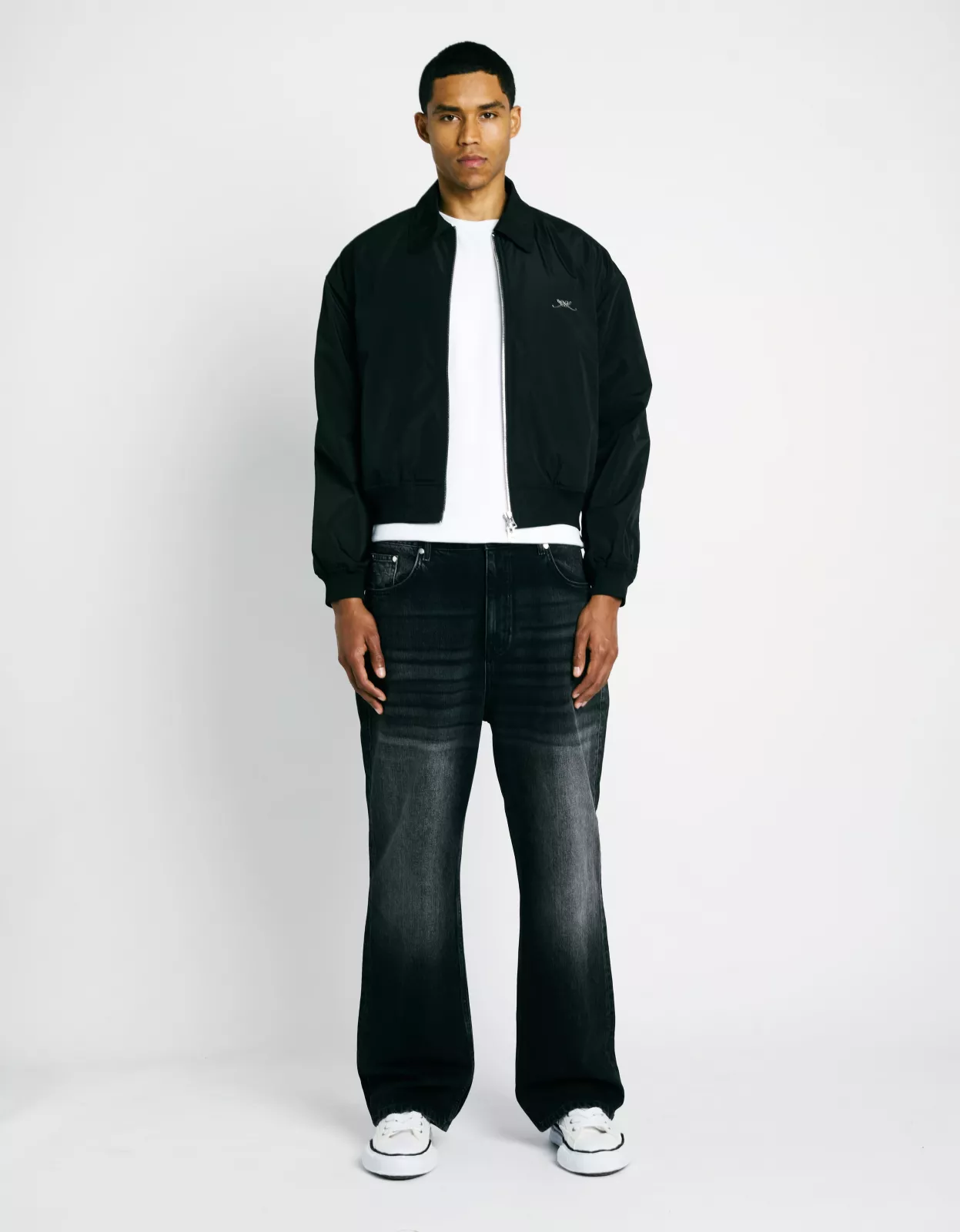 Initial Pin Bomber Jacket - Black