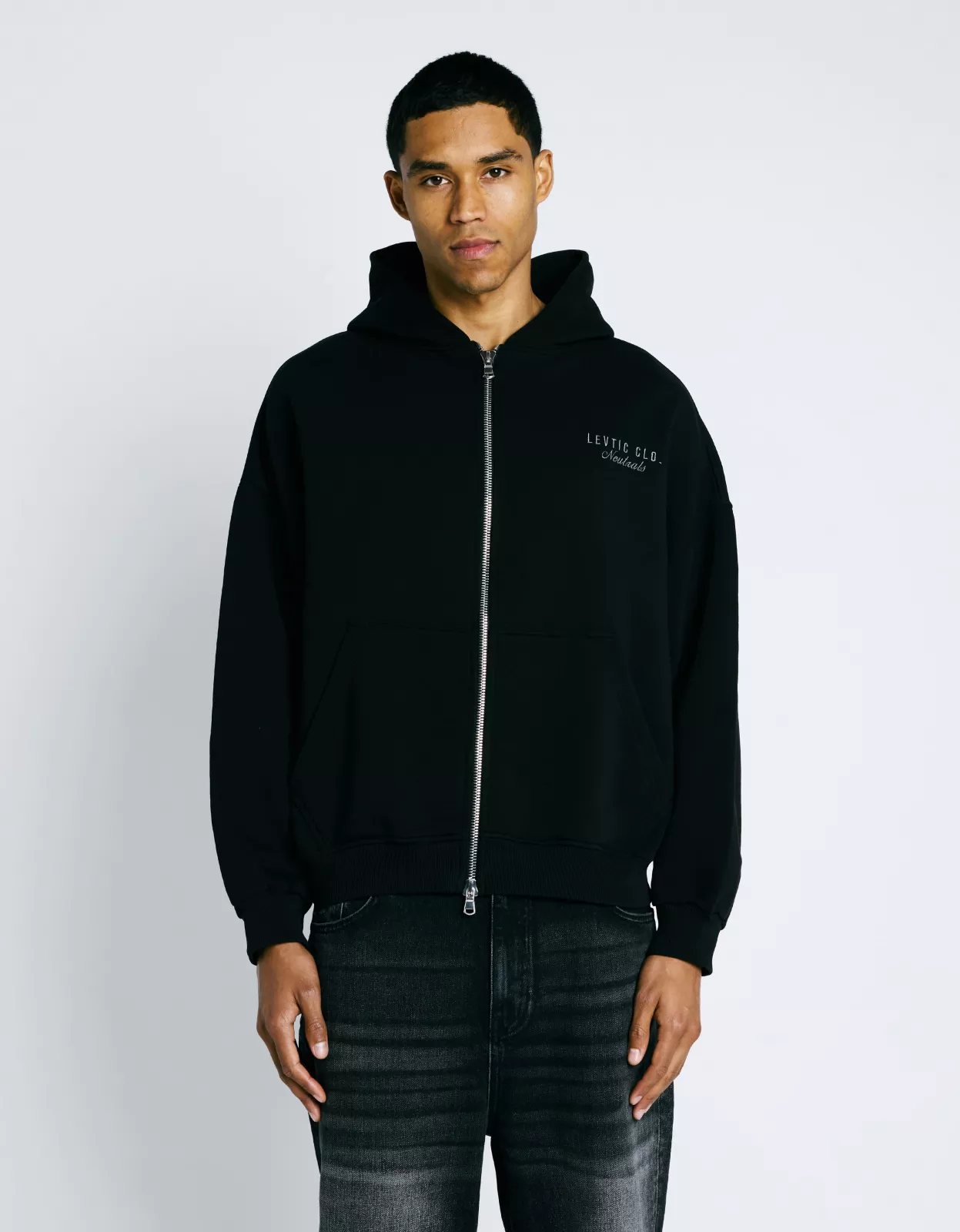 Neutrals Zip Hoodie - Black